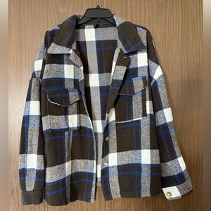 Bundle 5 for $20 - SHEIN Curve Plaid Shacket - Blue, Brown, White
